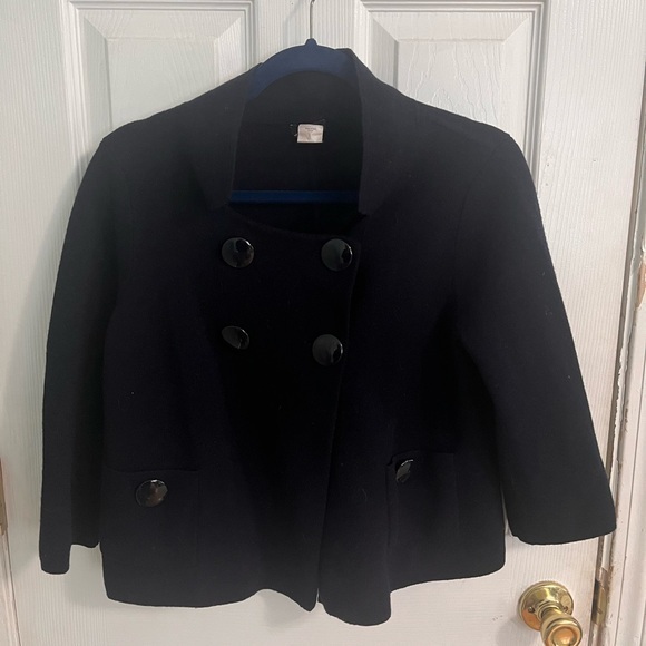 J. Crew Jackets & Blazers - J. Crew 100% Wool Black Double-Breasted Peacoat Jacket Large